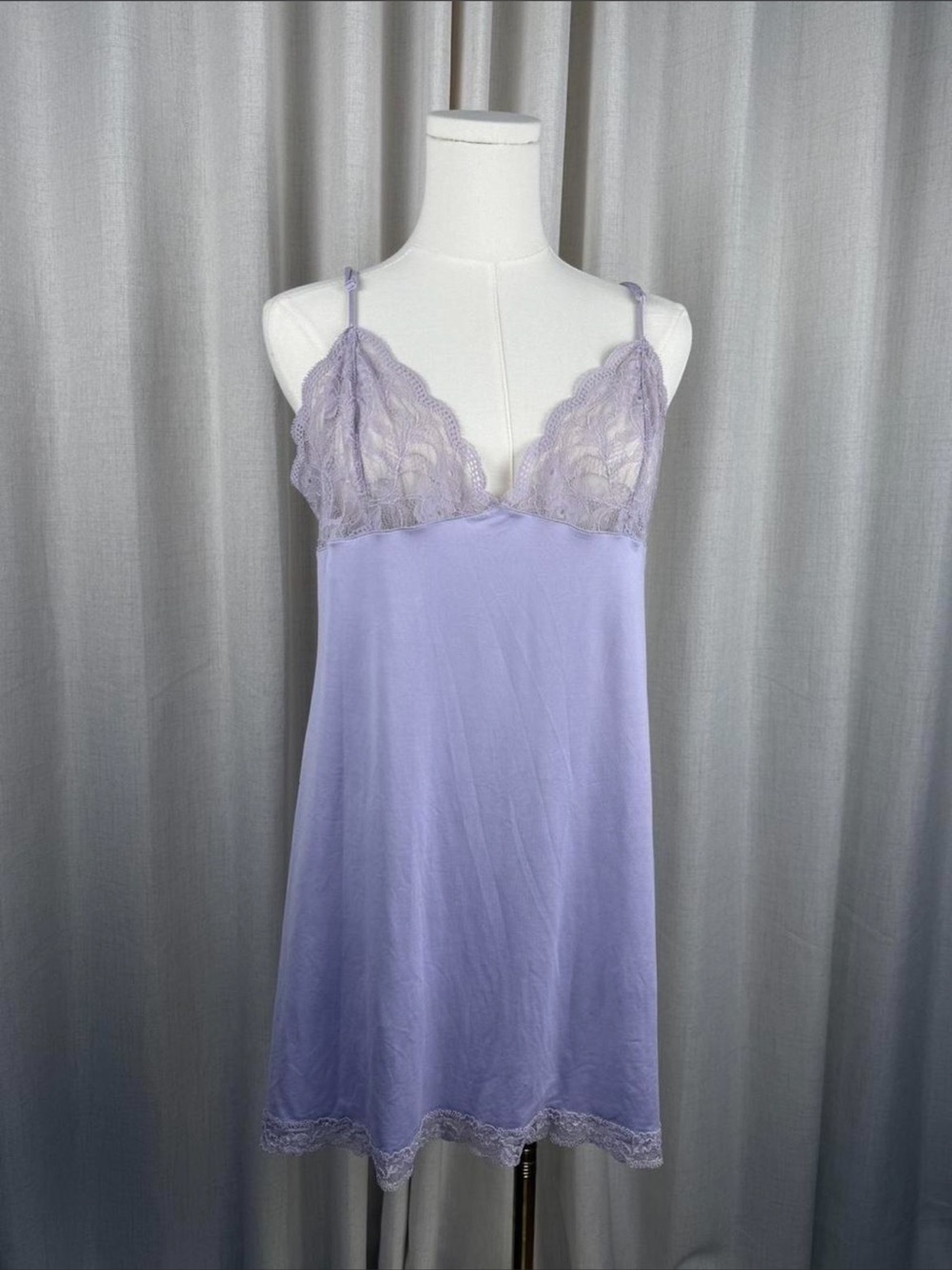 Victorias Secret Lavender Lace Trim Slip Dress Purple Fairycore Coquette Large